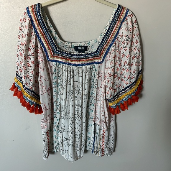 Maeve Anthropologie Paolina Tasseled Top whimsical fairy MP - Picture 3 of 6